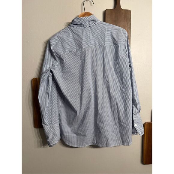 MNG blue and white stripe button up shirt size 6 - Picture 2 of 4